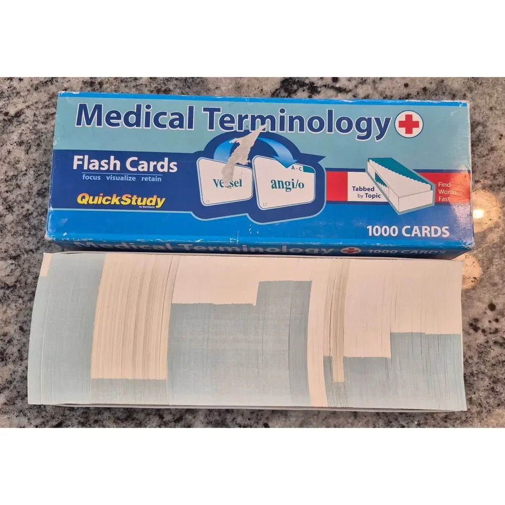 QuickStudy Medical Terminology Flash Cards - 1000 Study Cards, Color-Coded